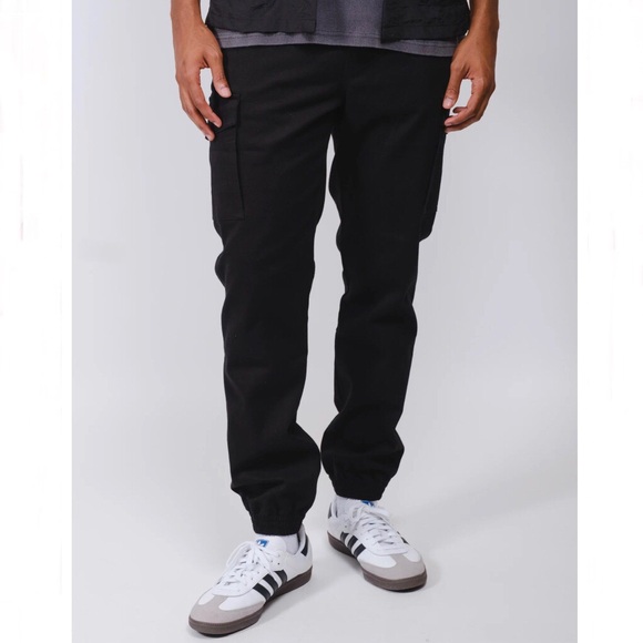 Brooklyn Cloth Relaxed Fit Asymmetric Black Cargo Pull-On 28” Joggers Size 2X - Picture 1 of 13